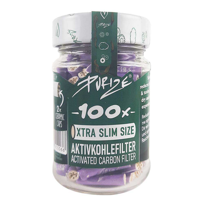 Purize - Aktivkohlefilter XTRA Slim 100er Glas - Lilac