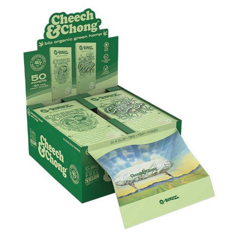 G-Rollz Cheech & Chong Set KS Organic Green Hemp + Tips + Tray